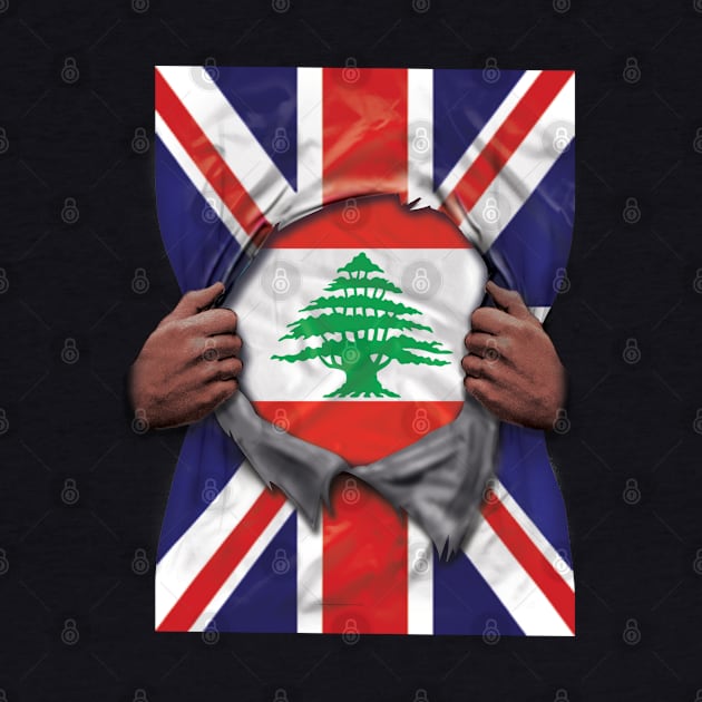 Lebanon Flag Great Britain Flag Ripped - Gift for Lebanese From Lebanon by Country Flags